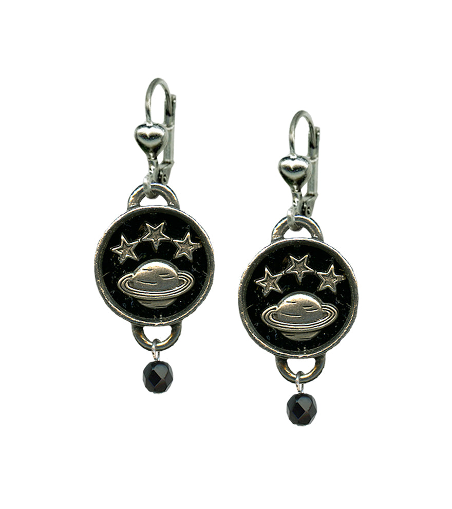 Sterling Silver Planet & Star Drop Earrings