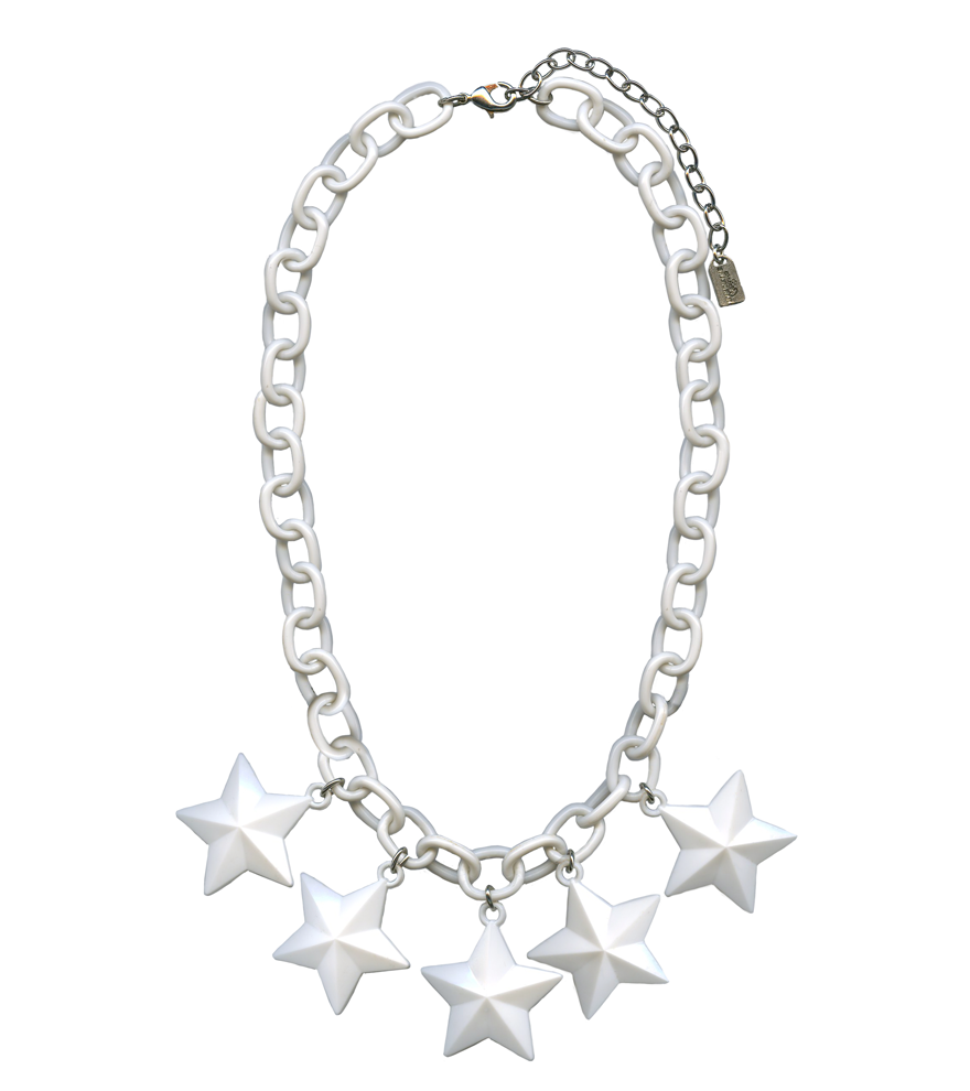 Necklace - Retro 5 Star Charm - White – Classic Hardware Jewelry